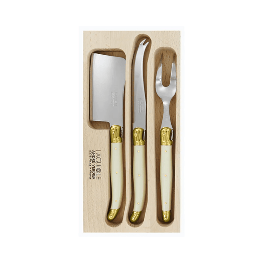 Andre Verdier Laguiole Debutant Cheese Set of 3 Ivory & Brass The Homestore Auckland
