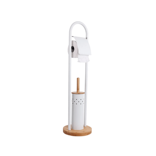 White Magic Eco Basics Toilet Roll Dispenser + Brush White The Homestore Auckland