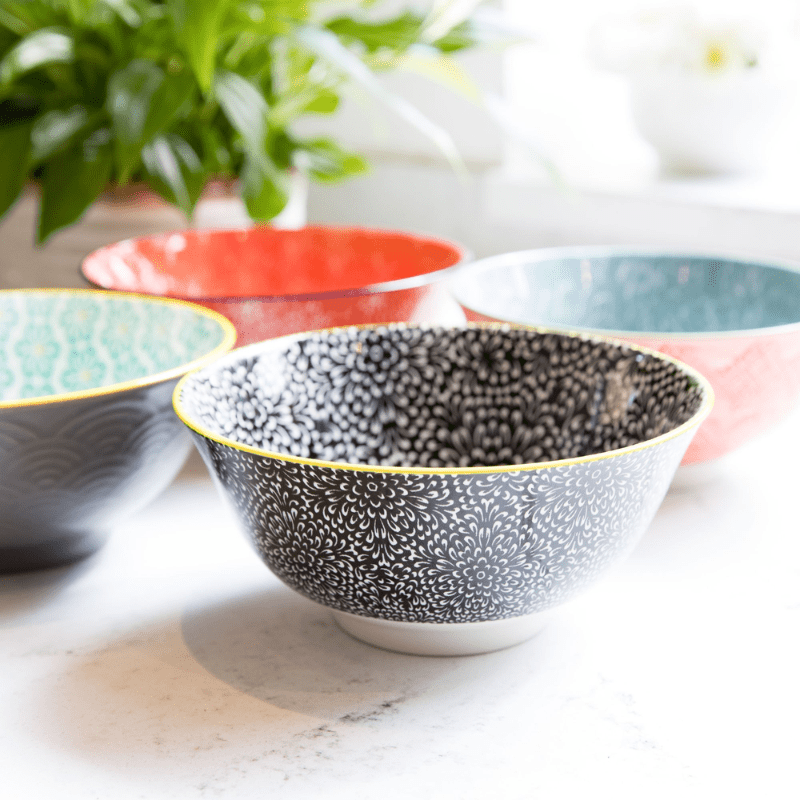 Mikasa Does it All Bowl 15.7cm Black Floral The Homestore Auckland