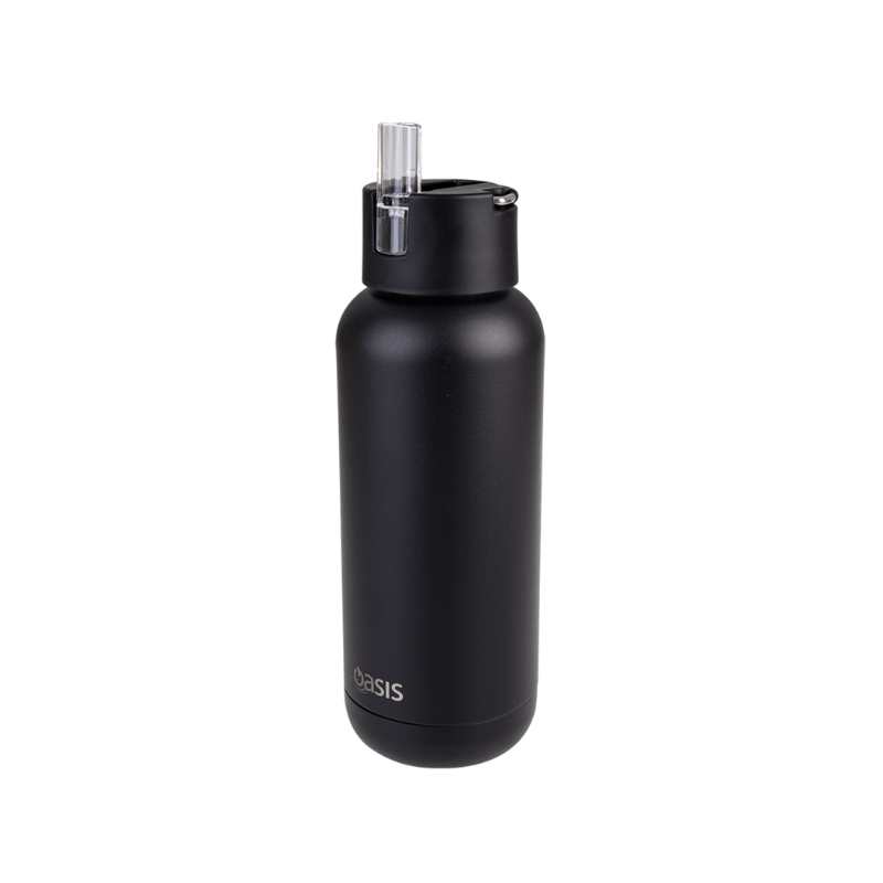 Oasis Moda Ceramic Reusable Bottle 1000ml Black The Homestore Auckland
