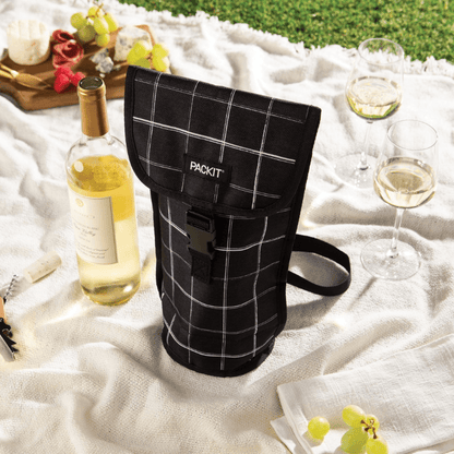 PackIt Freezable Napa Wine Bag Black Grid The Homestore Auckland
