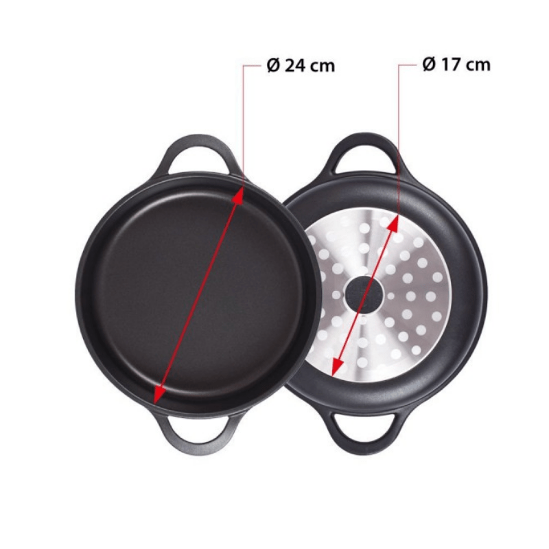 Valira Induction Non-Stick Shallow Casserole 24cm + Lid + Silicone Handle Covers The Homestore Auckland
