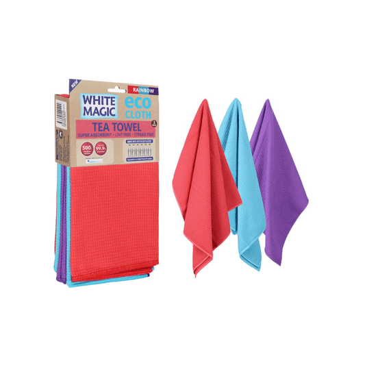 White Magic Eco Cloth Tea Towel 3-Pack Rainbow The Homestore Auckland