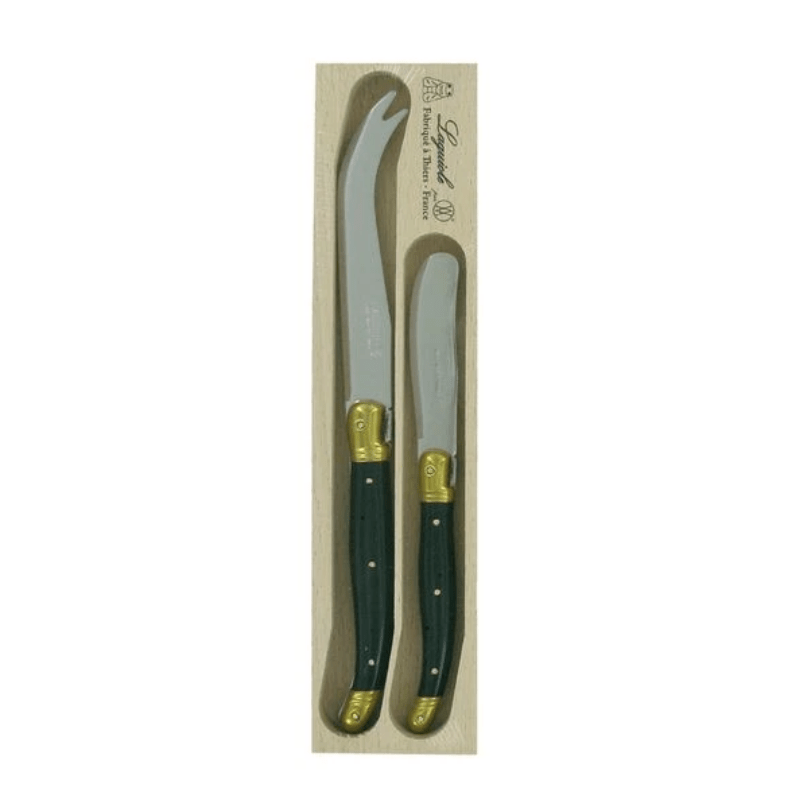 Andre Verdier Laguiole Cheese Knife & Spreader Set Black/Brass The Homestore Auckland