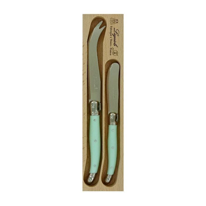 Andre Verdier Laguiole Cheese Knife & Spreader Set Pale Green The Homestore Auckland