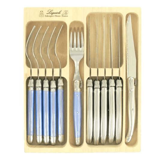 Andre Verdier Laguiole Knife & Fork Set 12 Piece Blue & Stainless Steel The Homestore Auckland