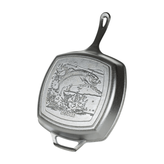 Lodge Wildlife Cast Iron Square Grill Pan Fish 26cm The Homestore Auckland