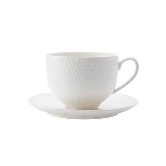 Maxwell & Williams White Basics Diamonds Tea Cup & Saucer 220ml The Homestore Auckland
