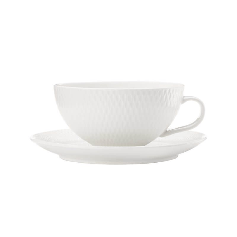 Maxwell & Williams White Basics Diamonds Tea Cup & Saucer Low 250ml The Homestore Auckland